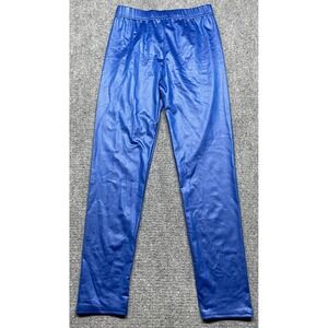 Blue Fame Pants Womens Small Medium Blue Shiny Stretch Polyester Athletic Gym